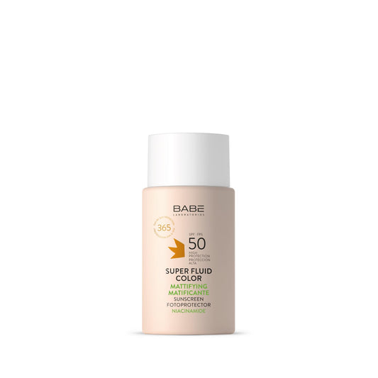 LABORATORIOS BABÉ Photoprotector Super Fluid Colour Mattifying SPF 50 | Sun Cream for the Face with Colour, Unifies the Tone, Sunscreen Oil-Free | Matting | Fat Balancing | 50 ml