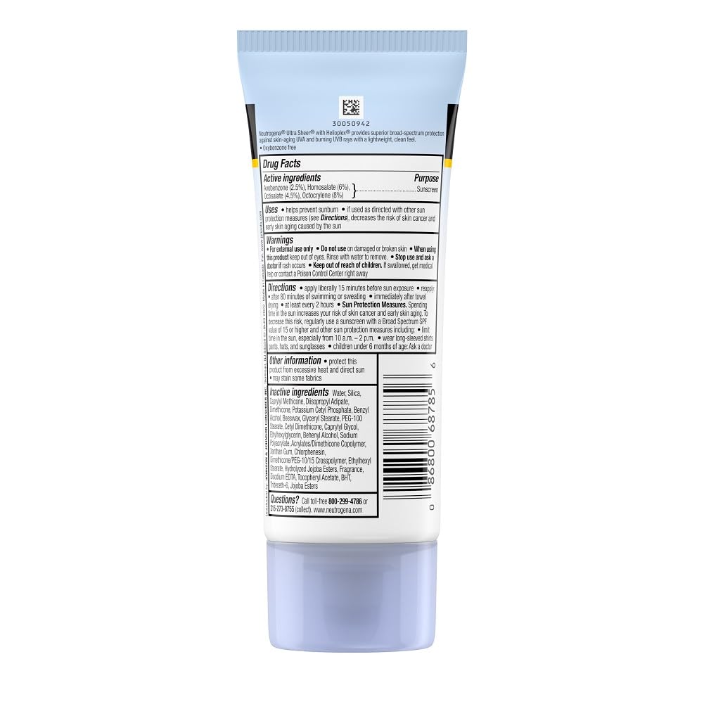 2 x Neutrogena Ultra Sheer Sunblock SPF 30 (Sun Protection Lotion, Waterproof) from USA