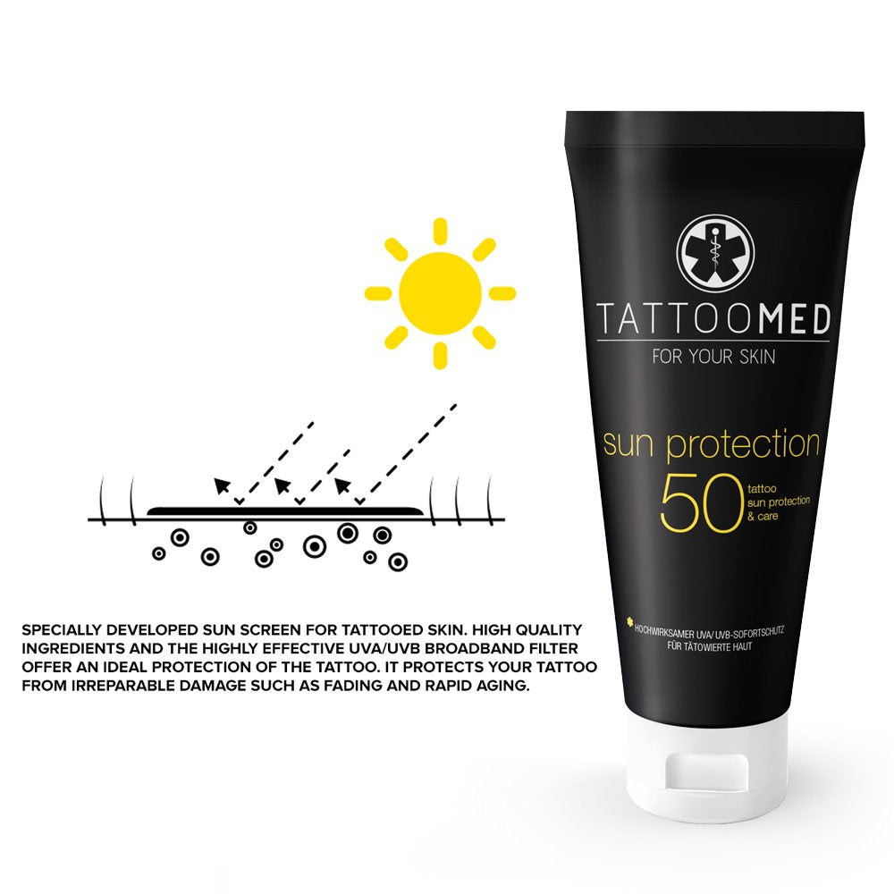 TattooMed Sun Protection SPF 50 – Sun Protection for Tattooed Skin – Pack of 1 (1 x 100 ml)