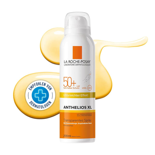 La Roche Posay Anthelios XL Transparent Body Spray SPF 50+ Sun Spray for Sun Allergy Prone and Sensitive Skin, Mattifying, Highly Waterproof Sun Protection, 200 ml