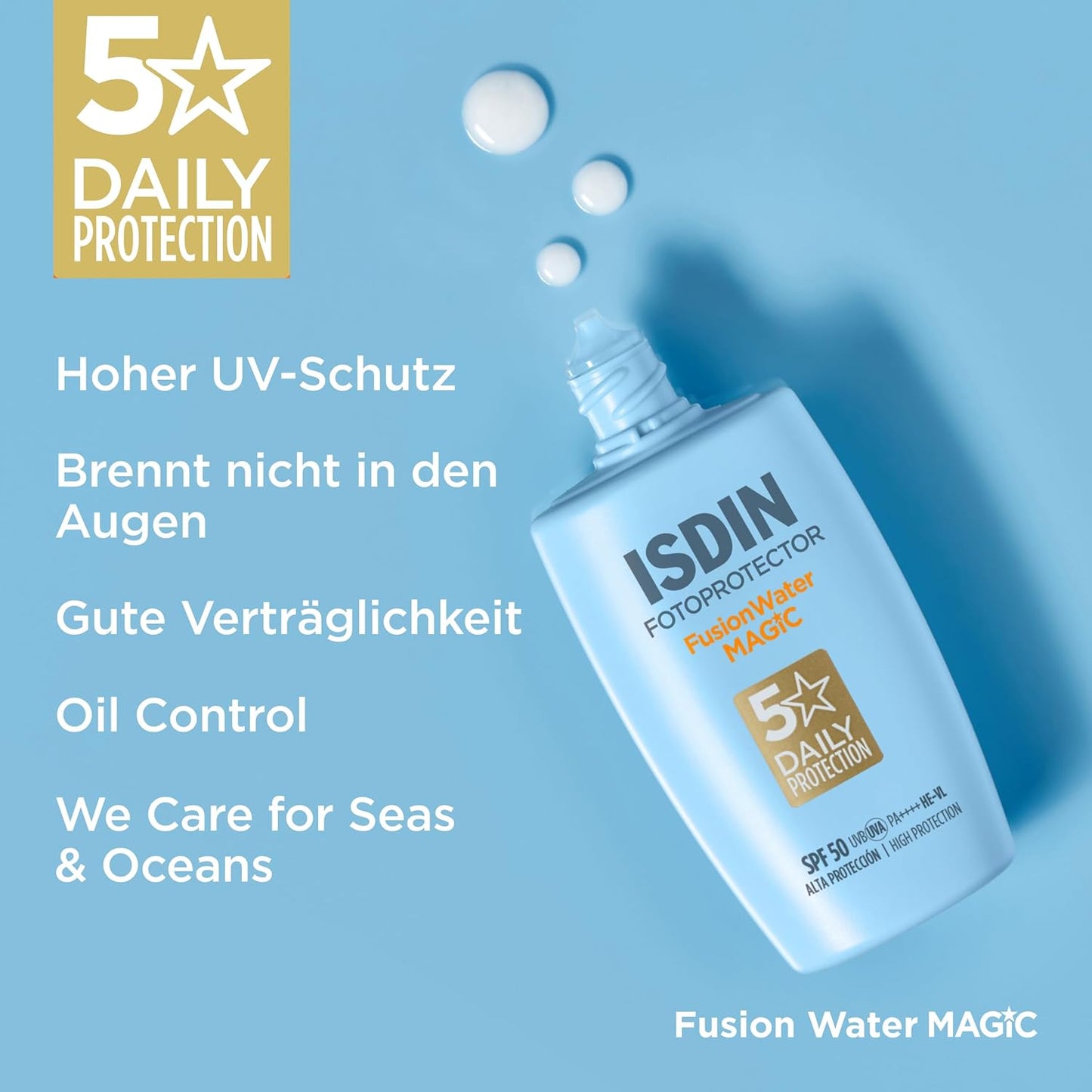 ISDIN Fusion Water SPF 50 Sun Cream for Daily Use on Face, Ultralight Texture, 50 ml