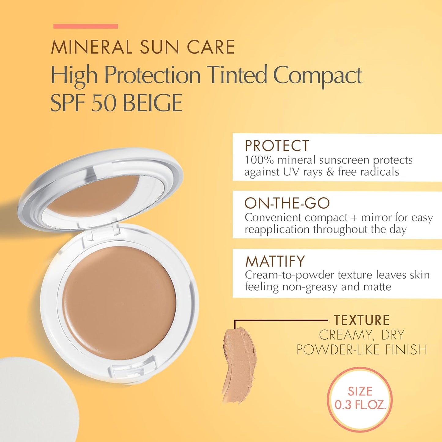 Avène Compact Coloured SPF50 Clay Sand New Formula, 10 g, clear