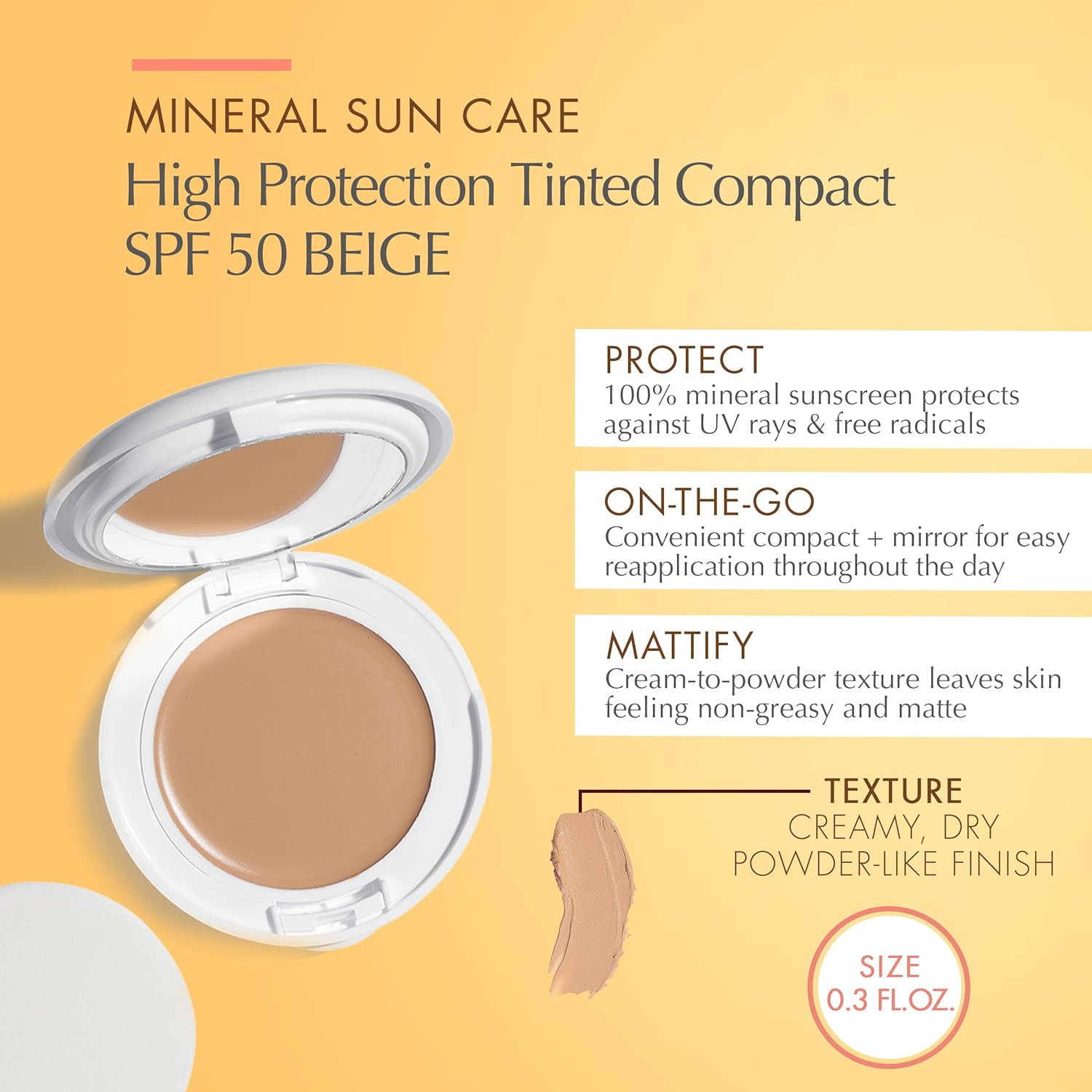 Avène Compact Coloured SPF50 Clay Sand New Formula, 10 g, clear