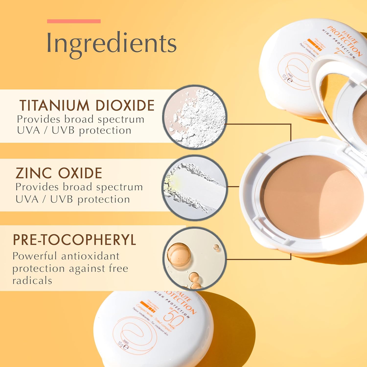 Avène Compact Coloured SPF50 Clay Sand New Formula, 10 g, clear
