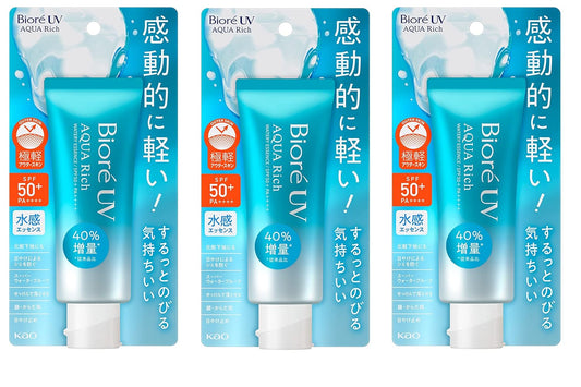Biore UV Aqua Rich Watery Essence Sunscreen Sun Cream SPF50+ PA++++ 70g Sun Protection Made in Japan Pack of 3