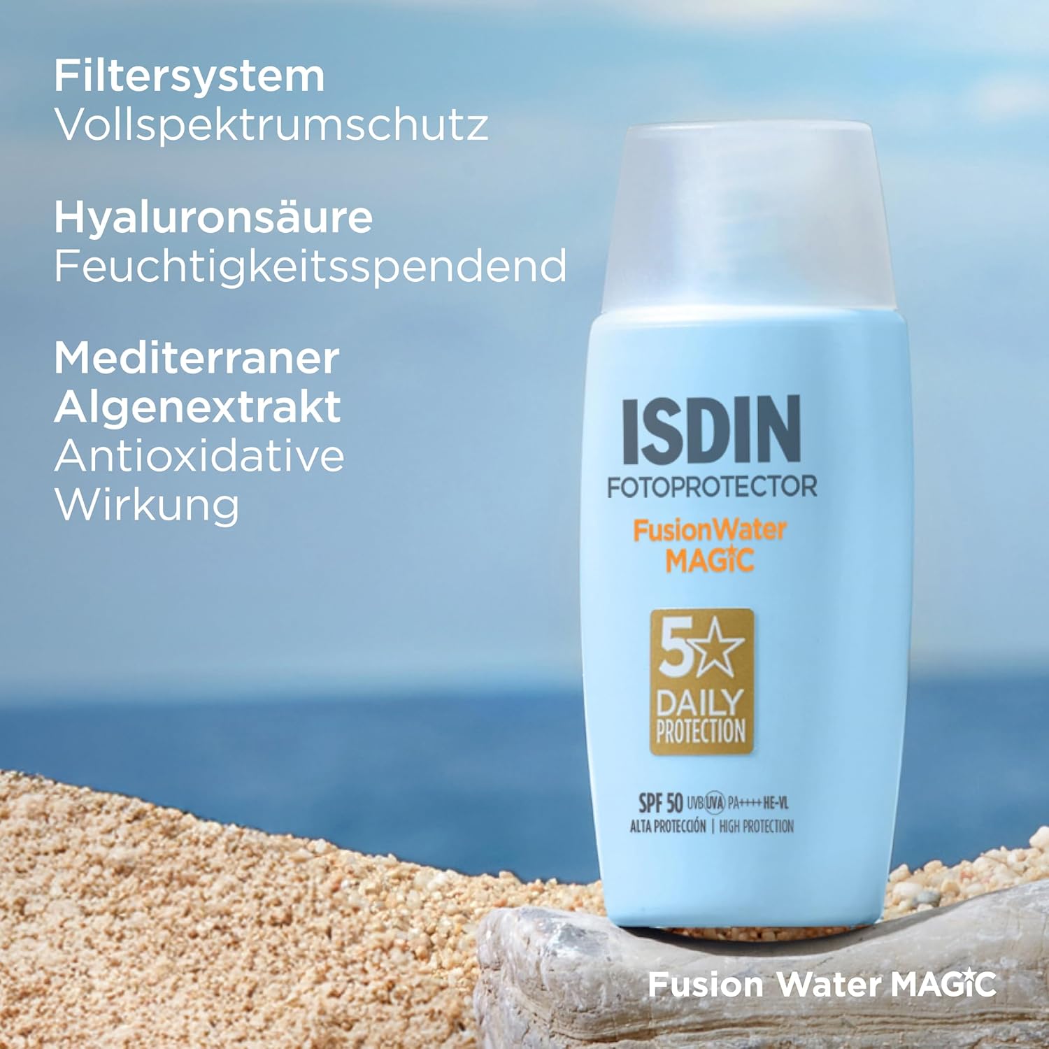 ISDIN Fusion Water SPF 50 Sun Cream for Daily Use on Face, Ultralight Texture, 50 ml