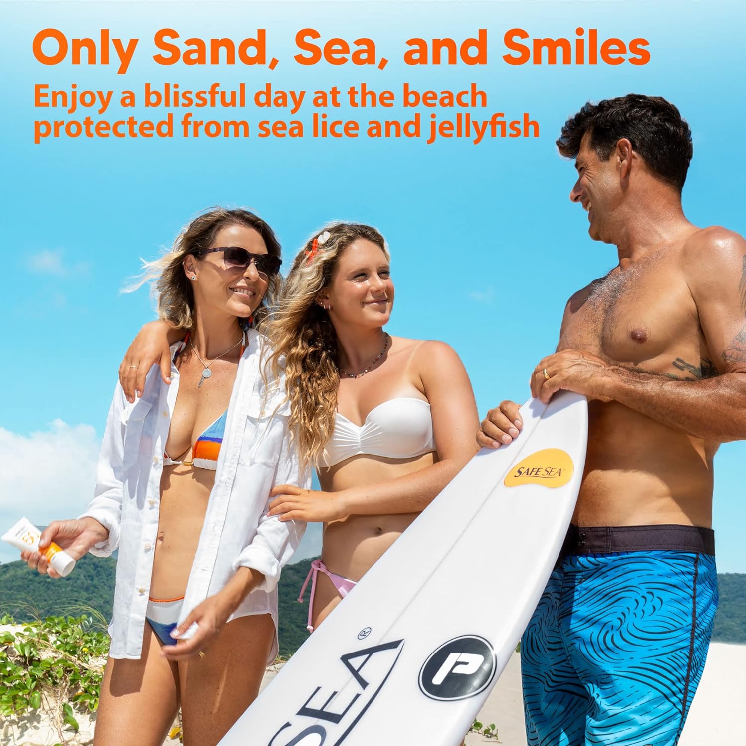 Safe Sea Jellyfish Sting-Blocking Sunscreen, SPF 50+ Lotion 4 oz, Waterproof, Biodegradable, Coral Reef Safe - Body and Face Sunscreen, Anti-Jellyfish and Sea Lice Sting Protection, 4 Fl Oz (Pack of