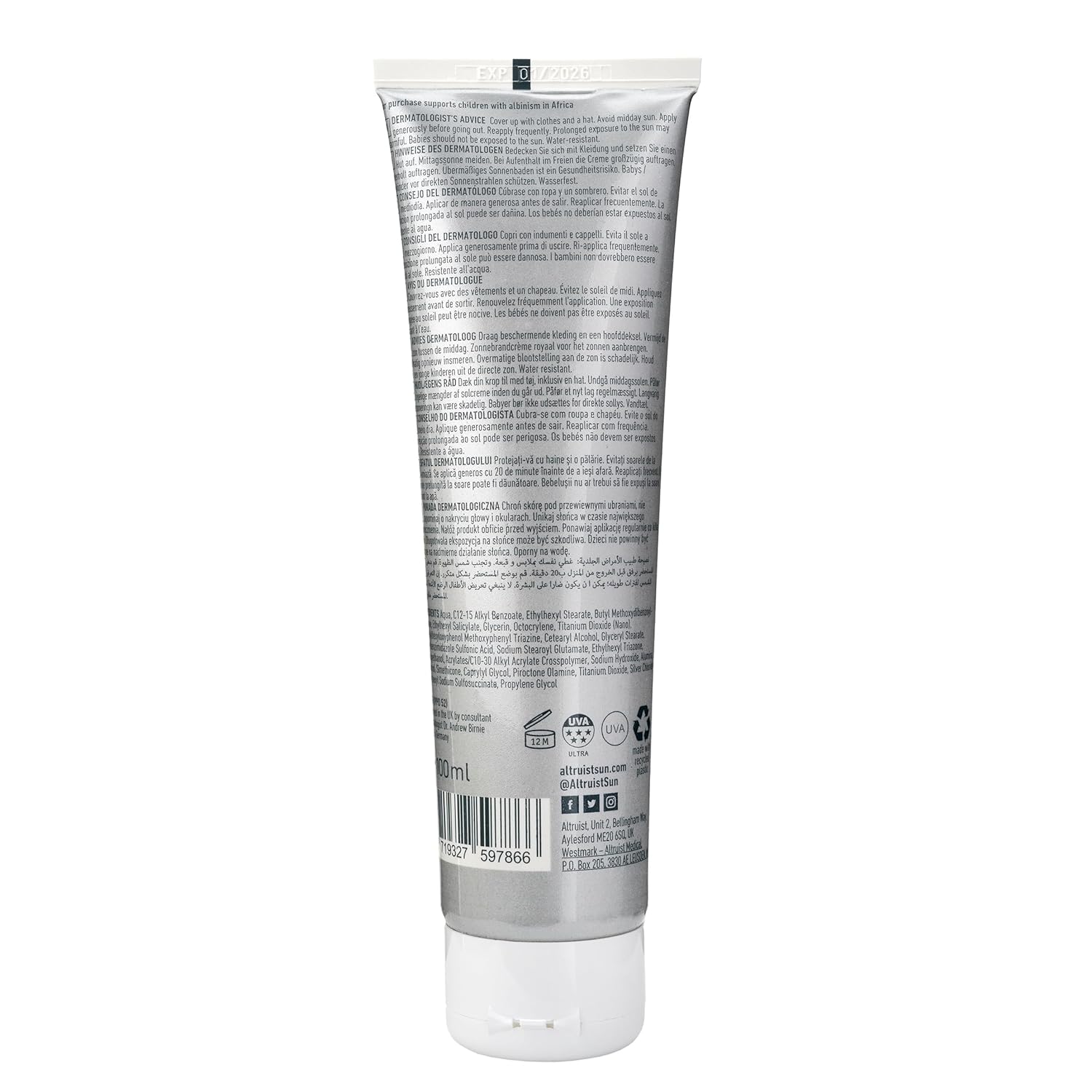 ALTRUIST Sun protection agent SPF50 100 ml, pack of 1