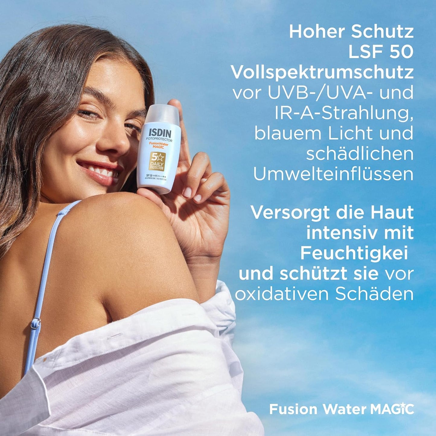 ISDIN Fusion Water SPF 50 Sun Cream for Daily Use on Face, Ultralight Texture, 50 ml