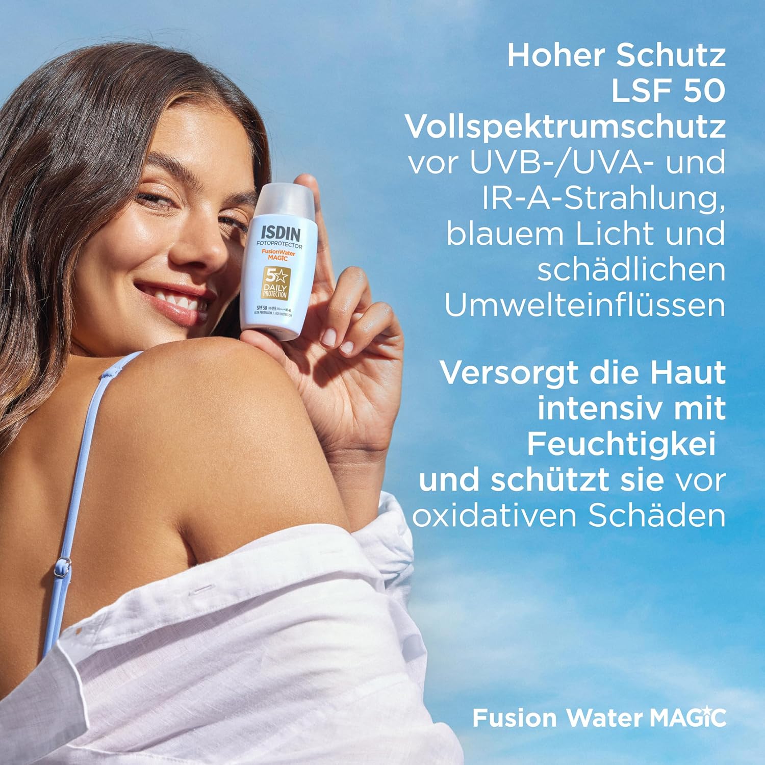 ISDIN Fusion Water SPF 50 Sun Cream for Daily Use on Face, Ultralight Texture, 50 ml